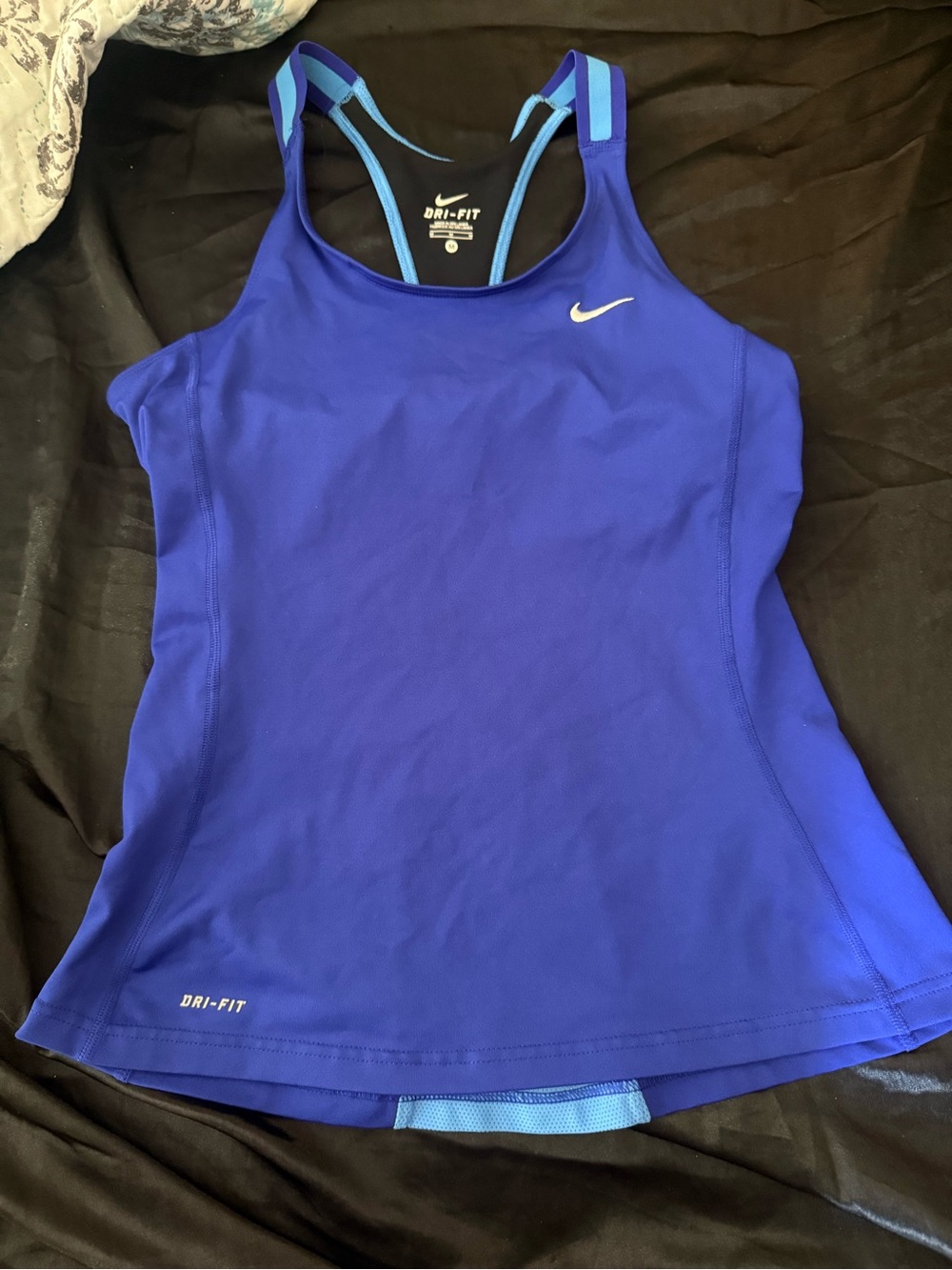 Nike Dri-FIT Cobalt Blue Racerback Tank with Light Blue Straps